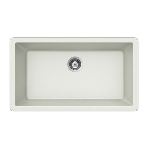 Picture of Houzer V-100U CLOUD Quartztone Series Composite Granite Undermount Large Single Bowl Kitchen Sink, White
