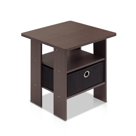 End Table Bedroom Night Stand with Bin Drawer - 17.5 x 15.5 x 15.5 in.