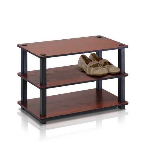 13081DC/BK Turn-S-Tube 3-Tier Shoe Rack - Dark Cherry & Black