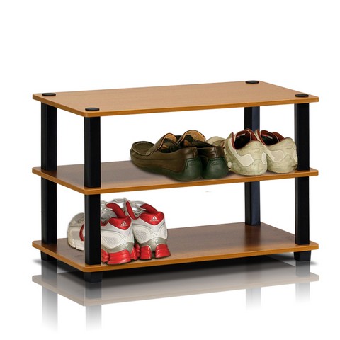 Picture of Furinno Turn-S-Tube 3-Tier Shoe Rack&#44; Light Cherry & Black - 15.4 x 23.6 x 11.6 in.