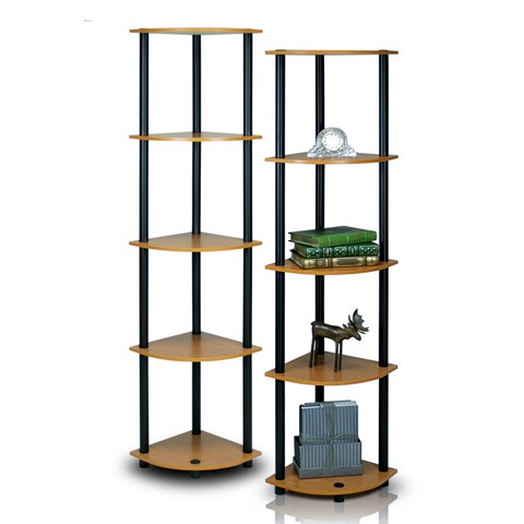 Turn-N-Tube 5-Tier Corner Multipurpose Display Shelves- Light Cherry - 57.7 x 11.6 x 11.6 in. - Set of 2