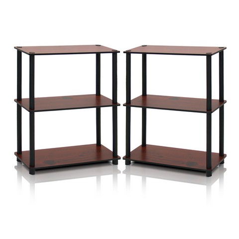 Turn-N-Tube 3-Tier Compact Multipurpose Shelf Display Rack- Dark Cherry - 29.6 x 23.6 x 11.6 in. - Set of 2