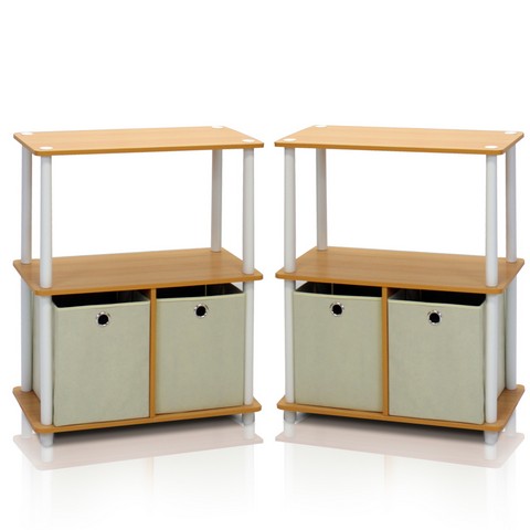 Go Green 3-Tier 2-Bins Multipurpose Storage Shelf- Blue - 29.75 x 23.6 x 11.6 in. - Set of 2