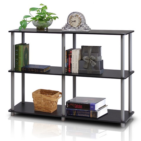 Turn-N-Tube 3-Tier Double Size Storage Display Rack, Black & Grey - 29.5 x 47.2 x 11.6 in.