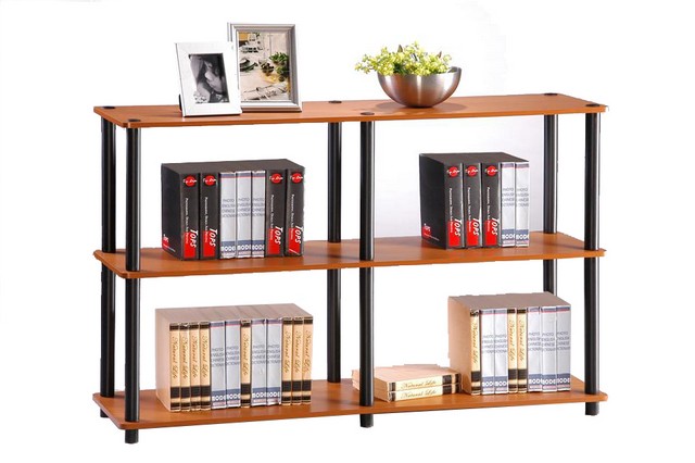 Turn-N-Tube 3-Tier Double Size Storage Display Rack, Light Cherry & Black - 29.5 x 47.2 x 11.6 in.