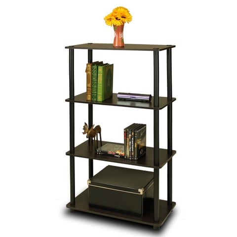 Turn-N-Tube 4-Tier Multipurpose Shelf Display Rack, Espresso & Black - 43.25 x 23.6 x 11.6 in.