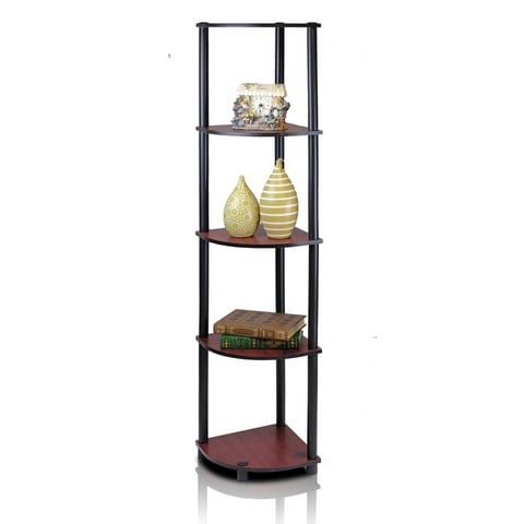 Turn-N-Tube 5 Tier Corner Display Rack Multipurpose Shelving Unit, Dark Cherry & Black - 57.7 x 11.6 x 11.6 in -  LRL, LR2610552