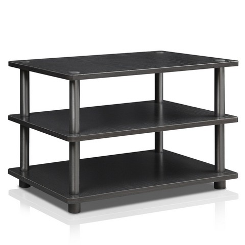Turn-N-Tube Easy Assembly 4-Tier Corner TV Stand- Black Wood - 16.2 x 23.6 x 14.6 in.