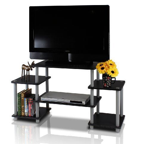 Picture of Furinno Turn-N-Tube No Tools Entertainment Center&#44; Black & Grey - 22.85 x 41.5 x 11.6 in.