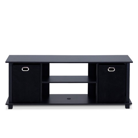Picture of Furinno Econ Entertainment Center with Storage Bins- Black - 15.8 x 41.7 x 11.7 in.