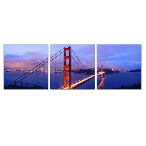 Picture of Furinno Senik Golden Gate 3-Panel MDF Framed Photography Triptych Print- 72 x 24 in.
