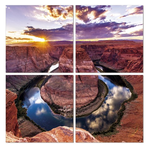 Picture of Furinno Seni Horse Shoe Bend 4-Panel MDF Framed Photography Triptych Print- 48 x 48 in.