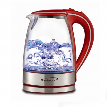 Picture of Brentwood KT-1900R Tempered Glass Tea Kettles&#44; 1.7 Ltr&#44; Red