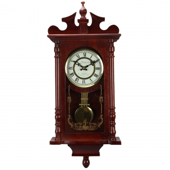 Picture of Bedford Clock Collection BED1424RW Bedford Collection Redwood 25 in. Wall Clock with Pendulum & Chime