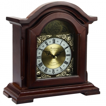 BED6003 Redwood Mantel Clock with Chimes -  Bedford Clock Collection