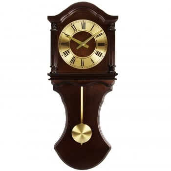 Picture of Bedford Clock Collection BED1712 Chocolate Wood Wall Clock with Pendulum & Chimes