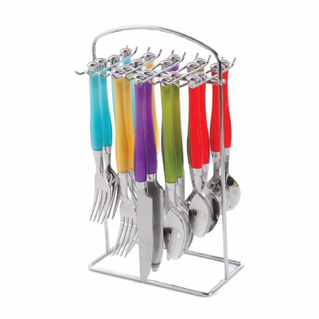 Picture of Gibson 105913.20 Santoro Stainless Steel Flatware Set with Hanging Rack- 20 Piece