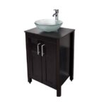Picture of Monsam PSE-010W  Wood Cabinet Portable Sink with Glass Vessel Basin