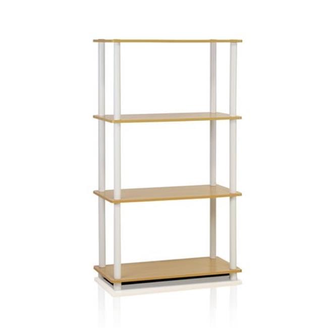 Furinno Turn-N-Tube 4-Tier Multipurpose Shelf Display Rack- Beech & White - 4...