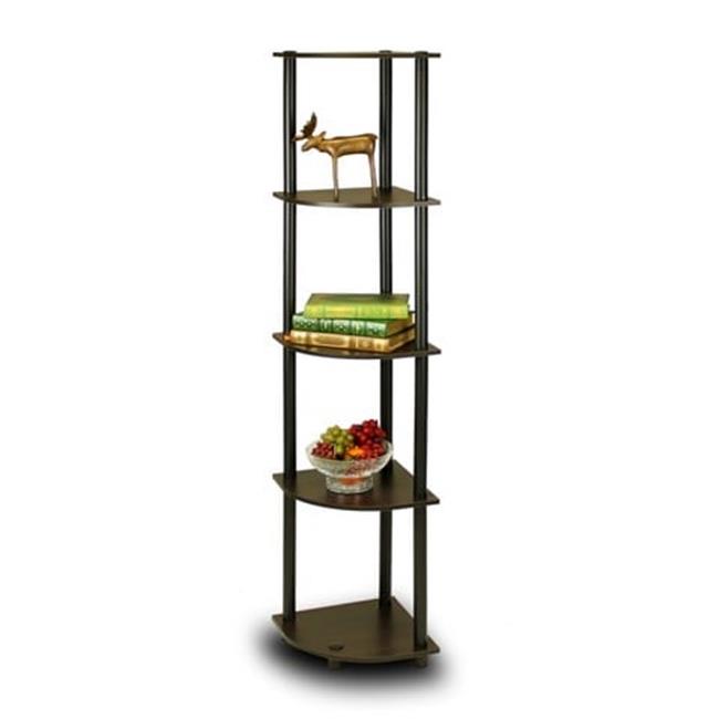 Turn-N-Tube 5 Tier Corner Display Rack Multipurpose Shelving Unit  Espresso &...