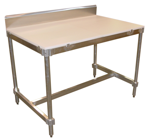 3 Piece Poly Top Aluminum I-Frame Tables with Stainless Backsplash