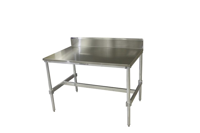Prairie View AIFT303472-STBS Stainless Top Aluminum I-Frame Table with Backsplash- 34 to 35.5 x 30 x 72 in.
