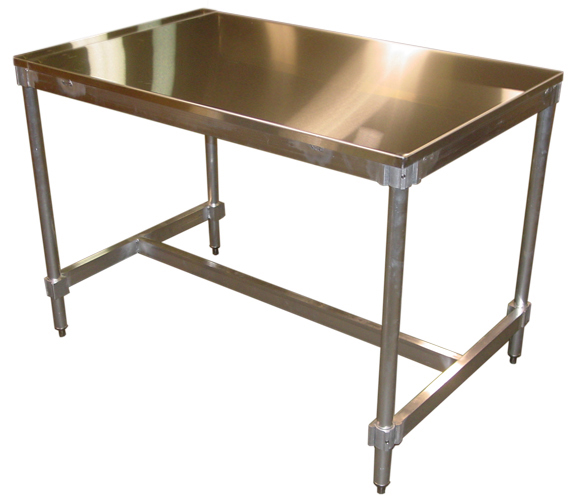 Stainless Top Aluminum I-Frame Table, 34 to 35.5 x 30 x 96 in.