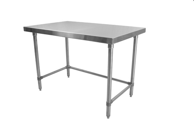 Prairie View ST243472 U-Frame Knock Down Stainless Steel Flat Top Tables - 34 x 24 x 72 in.