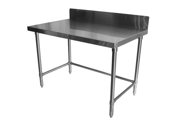 Prairie View STBS303424 U-Frame Knock Down Stainless Steel Backsplash Tables - 34 x 30 x 24 in.