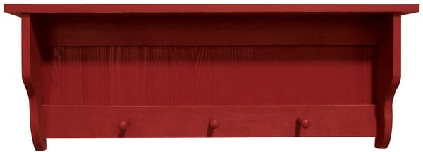 3 ft. Pine Shelf with Pegs, Antique Red