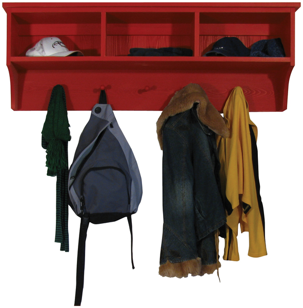 Storage Shelf with Cubbies and Pegs, Antique Sage