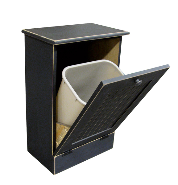 Wooden Trash Bin, Antique Black