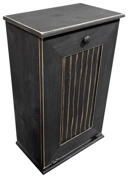 Wooden Trash Bin - Antique Black - Large - Rustic Pine Design