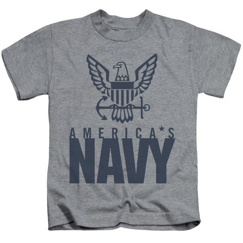 Navy-Eagle Logo Short Sleeve Juvenile 18-1 Tee- Athletic Heather - Small 4