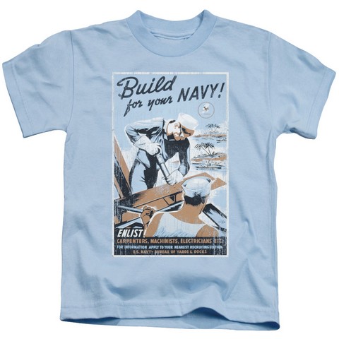 Navy-Build Your Navy Short Sleeve Juvenile 18-1 Tee- Light Blue - Medium 5-6