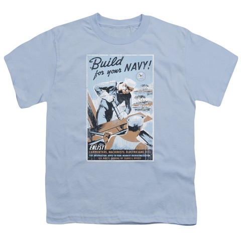 Navy-Build Your Navy Short Sleeve Youth 18-1 Tee- Light Blue - Large