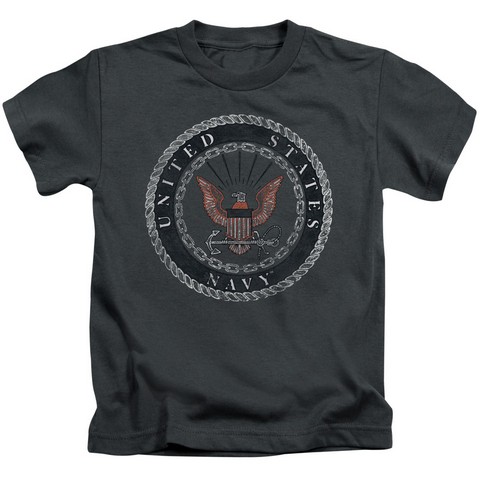 Navy-Rough Emblem Short Sleeve Juvenile 18-1 Tee- Charcoal - Small 4