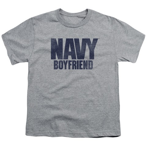 Navy-Boyfriend Short Sleeve Youth 18-1 Tee- Athletic Heather - Medium
