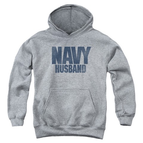 Navy-Husband Youth Pull-Over Hoodie - Athletic Heather - XL