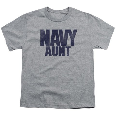 Navy-Aunt Short Sleeve Youth 18-1 Tee- Athletic Heather - Medium