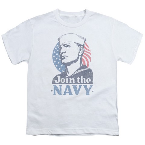 Navy-Join Now Short Sleeve Youth 18-1 Tee- White - XL