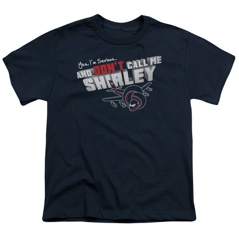Airplane-Dont Call Me Shirley Short Sleeve Youth 18-1 Tee- Navy - Medium -  NewGroove, NE3771932