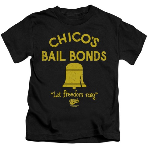 Bad News Bears-Chicos Bail Bonds Short Sleeve Juvenile 18-1 Tee- Black - Medium 5-6