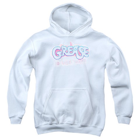 Grease-Grease Is The Word Youth Pull-Over Hoodie- White - XL