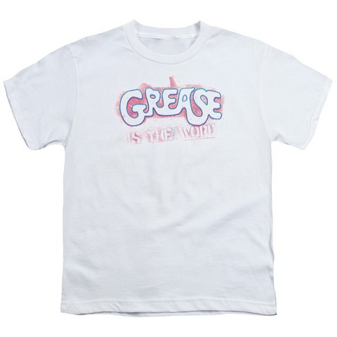 Grease-Grease Is The Word Short Sleeve Youth 18-1 Tee- White - Small
