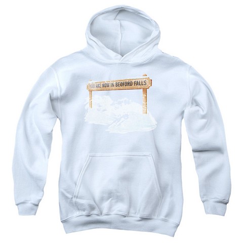 It Is A Wonderful Life-Bedford Falls Youth Pull-Over Hoodie- White - XL