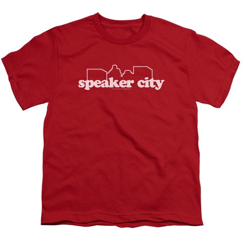 Old School-Speaker City Logo Short Sleeve Youth 18-1 Tee- Red - Large