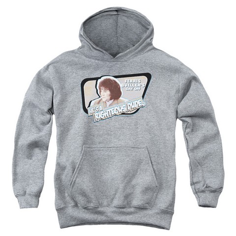 Ferris Bueller-Grace Youth Pull-Over Hoodie- Athletic Heather - Medium