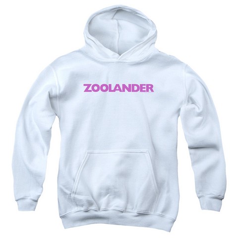 Zoolander-Logo Youth Pull-Over Hoodie- White - Large