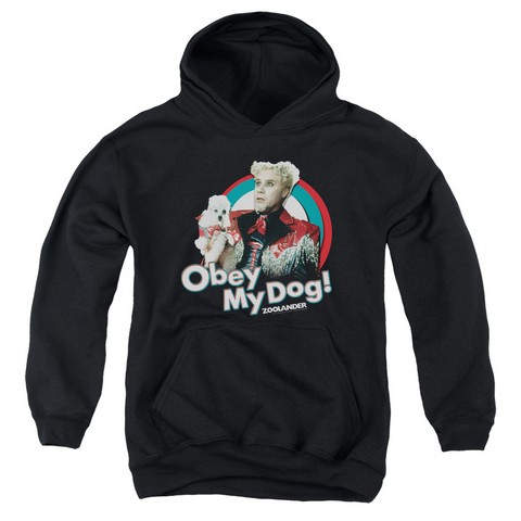 Zoolander-Obey My Dog Youth Pull-Over Hoodie- Black - Large